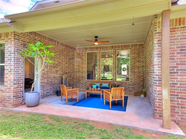 13001 Broken Arrow, Arcadia, OK 73007 - view of patio / terrace featuring an outdoor living space and ceiling fan