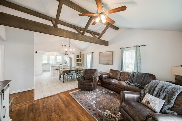 4120 SE 112th St, Moore, OK 73160 - living area with a ceiling fan, a chandelier, healthy amount of natural light, and wood finished floors