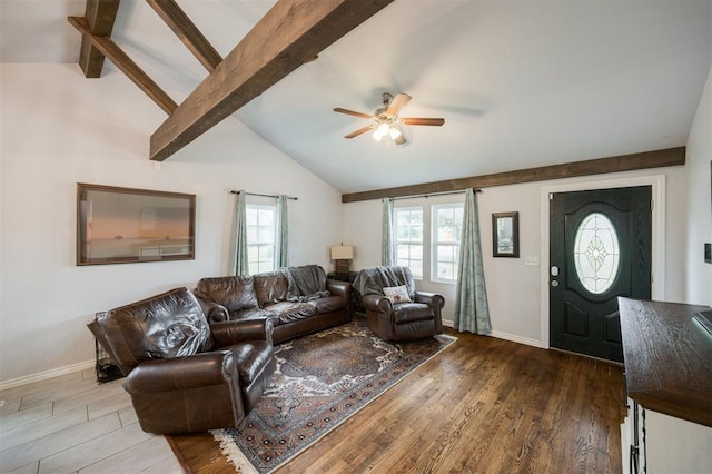 4120 SE 112th St, Moore, OK 73160 - living area featuring ceiling fan, plenty of natural light, and wood finished floors