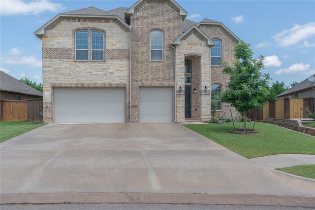 1417 Cordgrass Ct, Edmond, OK 73013 - french provincial home with an attached garage, stone siding, and concrete driveway