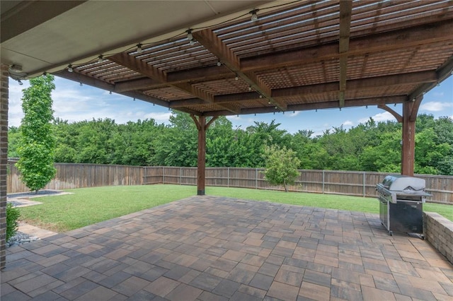 1417 Cordgrass Ct, Edmond, OK 73013 - view of patio / terrace featuring a pergola and a grill