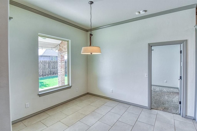 3024 Wakefield Rd, Edmond, OK 73034 - empty room featuring plenty of natural light, ornamental molding, and light tile patterned flooring