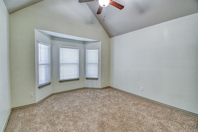 3024 Wakefield Rd, Edmond, OK 73034 - unfurnished room featuring lofted ceiling, a ceiling fan, and carpet flooring