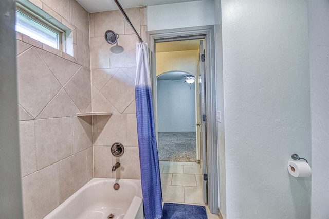 3024 Wakefield Rd, Edmond, OK 73034 - bathroom featuring shower / bathtub combination with curtain and a textured wall