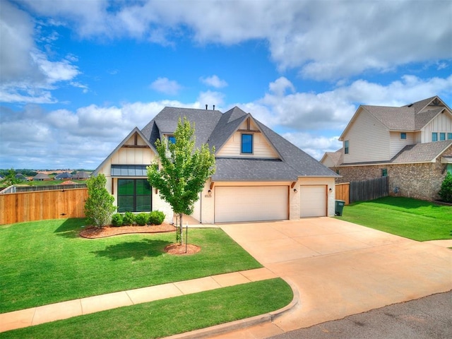 8525 Maple Creek Rd, Arcadia, OK 73007 - view of front facade featuring a shingled roof, concrete driveway, a garage, and board and batten siding