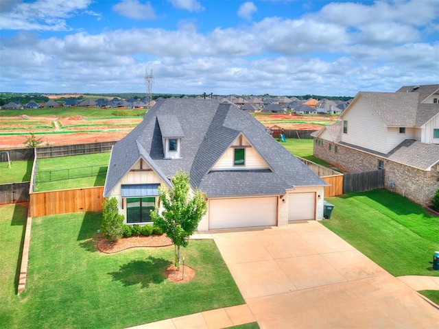 8525 Maple Creek Rd, Arcadia, OK 73007 - view of front of house featuring a shingled roof, concrete driveway, a residential view, brick siding, and an attached garage