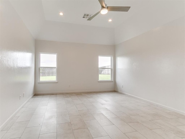 8525 Maple Creek Rd, Arcadia, OK 73007 - unfurnished room featuring plenty of natural light, a ceiling fan, recessed lighting, and light tile patterned flooring