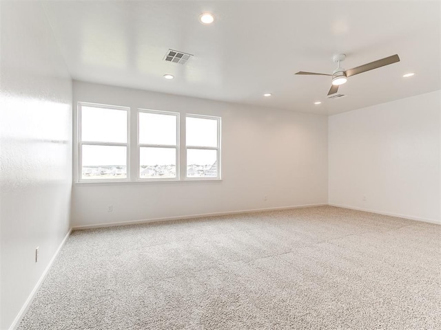 8525 Maple Creek Rd, Arcadia, OK 73007 - carpeted spare room featuring recessed lighting, a ceiling fan, and baseboards