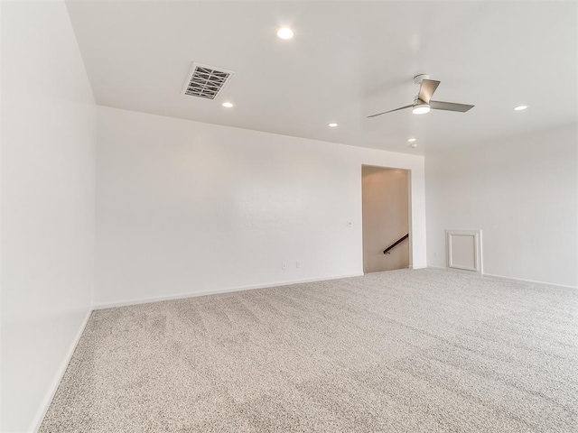 8525 Maple Creek Rd, Arcadia, OK 73007 - carpeted empty room with recessed lighting, a ceiling fan, and baseboards