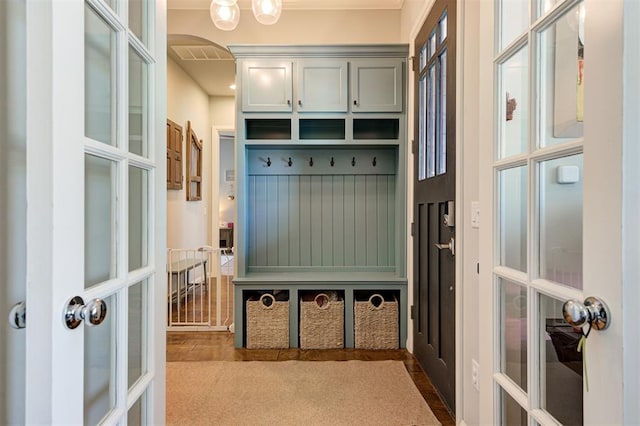 1508 Station St, Edmond, OK 73034 - mudroom with french doors and arched walkways
