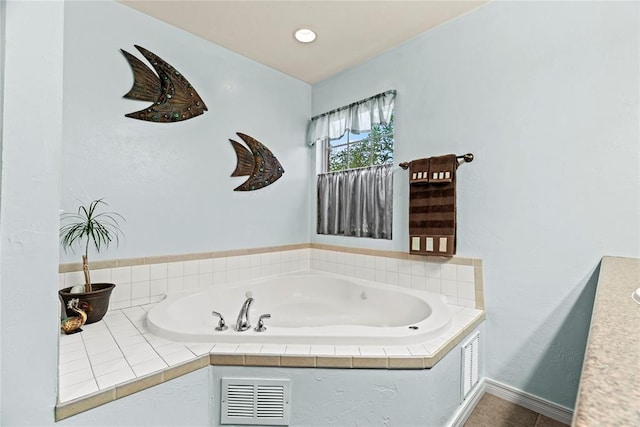 16350 SW 15th St, Yukon, OK 73099 - full bathroom featuring a bath and tile patterned flooring