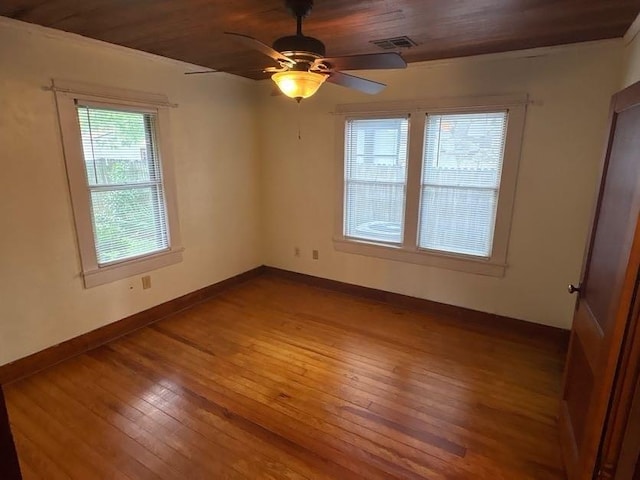 408 N Findlay St, Norman, OK 73071 - empty room featuring wood-type flooring, ceiling fan, baseboards, and wood ceiling