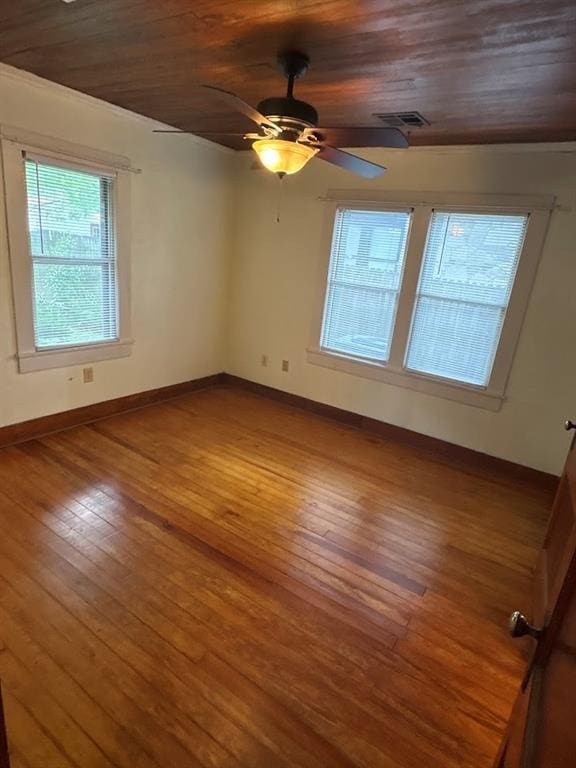 408 N Findlay St, Norman, OK 73071 - unfurnished room with wood ceiling, wood-type flooring, ceiling fan, and baseboards