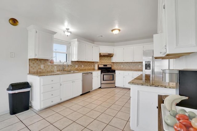 2 NW Havenshire Cir, Lawton, OK 73505 - kitchen featuring appliances with stainless steel finishes, a sink, under cabinet range hood, and backsplash