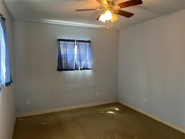 216 N Bk 1600 Rd, Stigler, OK 74462 - spare room featuring concrete floors, baseboards, and ceiling fan