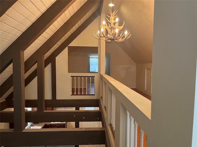 216 N Bk 1600 Rd, Stigler, OK 74462 - bonus room featuring wooden ceiling and a chandelier