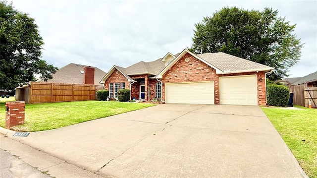 9977 Birkenhead Ct, Yukon, OK 73099 - traditional-style home featuring brick siding, an attached garage, concrete driveway, and a shingled roof