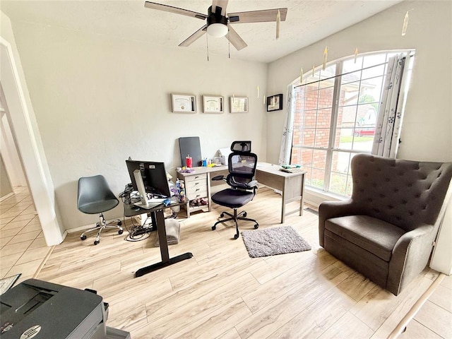 9977 Birkenhead Ct, Yukon, OK 73099 - office space with ceiling fan and wood finished floors