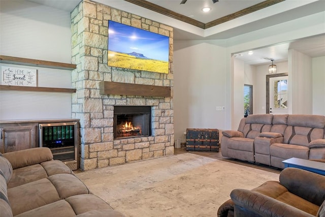 971 County St Unit 2983, Blanchard, OK 73010 - living area featuring a fireplace and ornamental molding