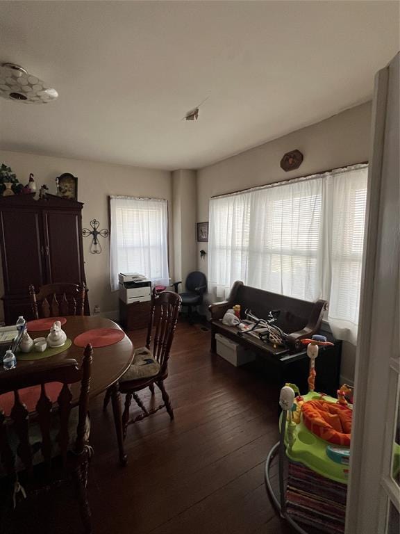 520 S Main St, Wetumka, OK 74883 - dining room with dark wood-style floors