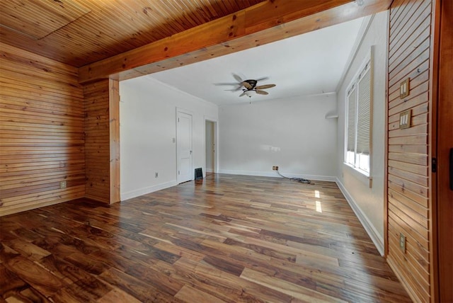 2113 N Gatewood Ave, Oklahoma City, OK 73106 - empty room with wood walls, wood finished floors, a ceiling fan, and baseboards