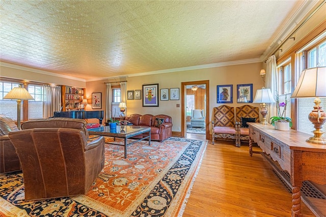 1527 NW 35th St, Oklahoma City, OK 73118 - living room with light wood-type flooring and ornamental molding