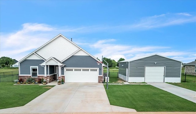 13091 Mannington Rd, Edmond, OK 73025 - craftsman-style house with concrete driveway, an attached garage, and brick siding