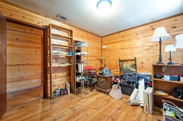 431 Canoe Rd, Broken Bow, OK 74728 - office with wood finished floors and wooden walls