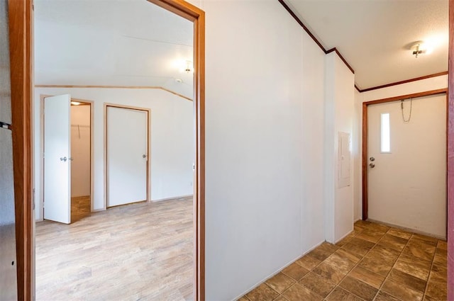 2991 Peavey Xing, Broken Bow, OK 74728 - corridor featuring ornamental molding and vaulted ceiling