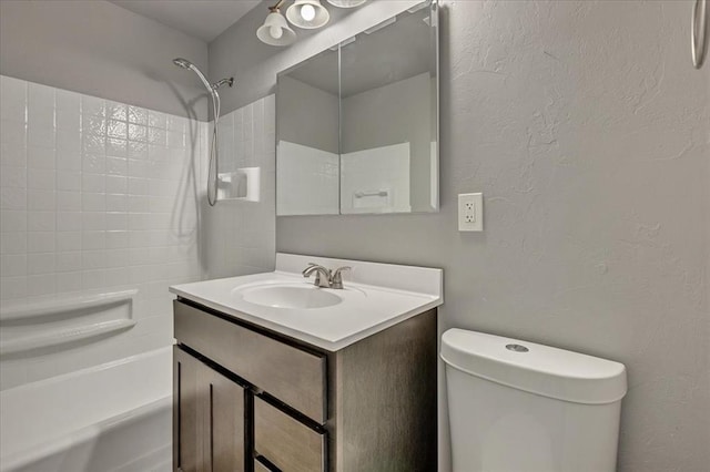 2901 Pine Ave, Oklahoma City, OK 73126 - full bathroom with vanity, shower / washtub combination, and a textured wall