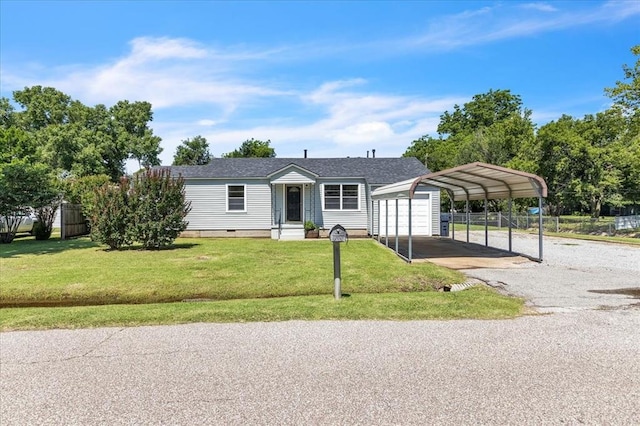 2901 Pine Ave, Oklahoma City, OK 73126 - view of front facade featuring a detached carport, driveway, and crawl space