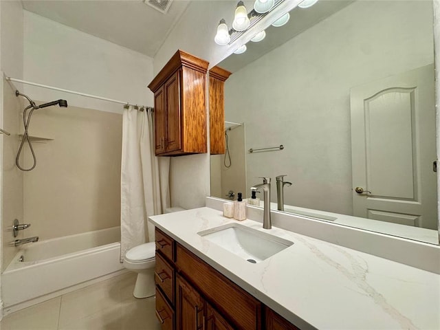 4409 Whitmere Ct, Norman, OK 73072 - full bathroom featuring vanity, shower / bath combination with curtain, and tile patterned flooring