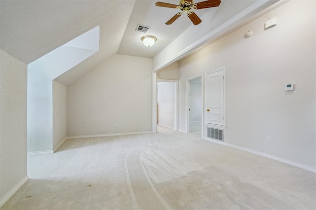 4609 Summerfield Ct, Norman, OK 73072 - additional living space with carpet, vaulted ceiling, a ceiling fan, and baseboards