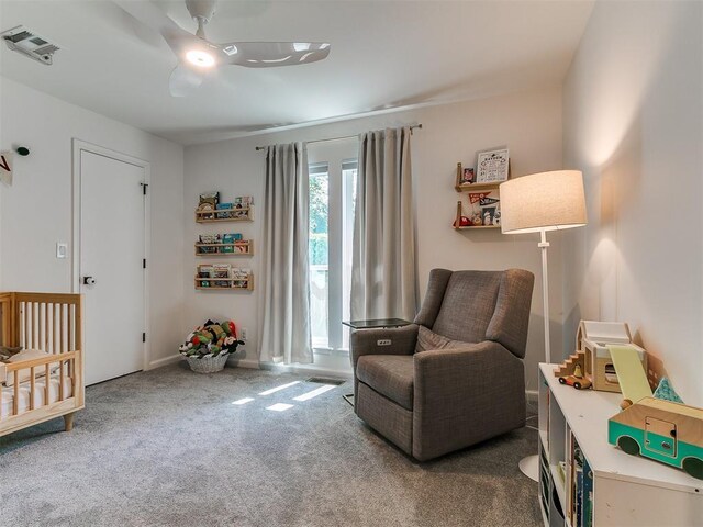 4107 Northhampton Dr, Norman, OK 73072 - bedroom with carpet and ceiling fan