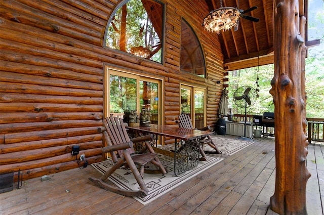 185 Marlin Dr, Broken Bow, OK 74728 - deck with ceiling fan and outdoor dining area