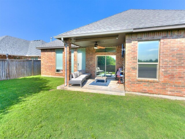 17217 Prado Dr, Oklahoma City, OK 73170 - view of patio featuring ceiling fan and an outdoor hangout area