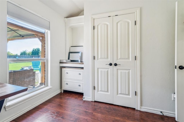908 Carol Ann Pl, Moore, OK 73160 - bedroom featuring vaulted ceiling, dark wood-style flooring, and a closet