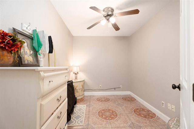 5108 NW 19th Ter, Oklahoma City, OK 73127 - tiled bedroom with baseboards and a ceiling fan