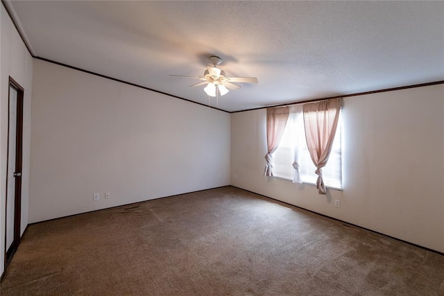20649 E 1110th Rd, Canute, OK 73626 - unfurnished room with carpet, a ceiling fan, and ornamental molding