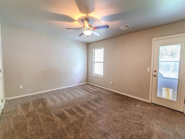 4212 Bonaparte Blvd, Midwest City, OK 73110 - empty room featuring carpet flooring, ceiling fan, and baseboards