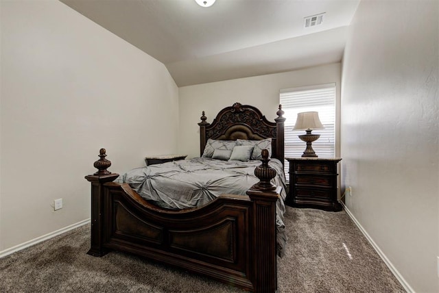 8340 NW 137th St, Oklahoma City, OK 73142 - carpeted bedroom with vaulted ceiling and baseboards