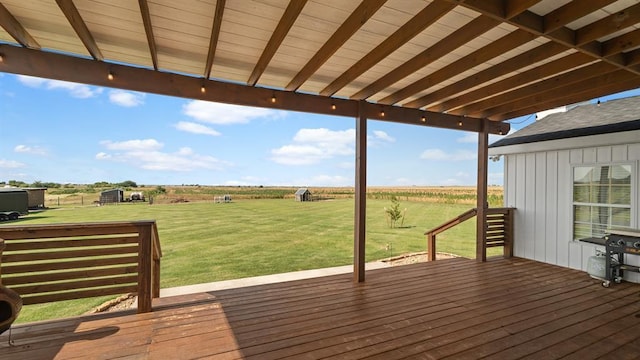 10506 W Smith Rd, El Reno, OK 73036 - wooden terrace featuring a view of countryside and a yard