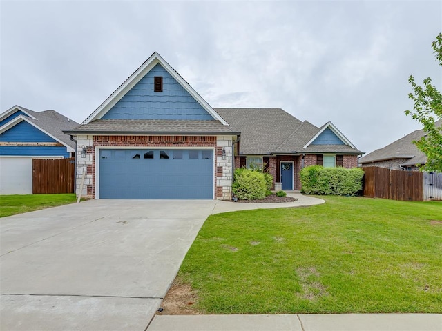 3713 Andrew Ct, Norman, OK 73072 - view of front of house with driveway, a shingled roof, a garage, and brick siding