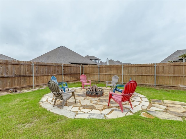 3713 Andrew Ct, Norman, OK 73072 - view of yard with an outdoor fire pit and a patio area