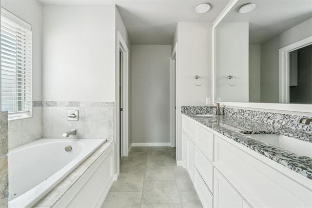 1513 Reid Pryor Rd, Norman, OK 73072 - full bathroom with double vanity, a bath, and tile patterned flooring