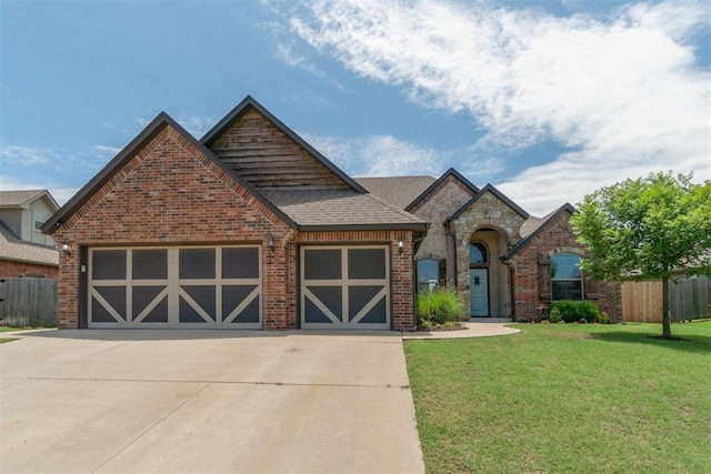 view of front of home featuring a garage, concrete driveway, and brick siding