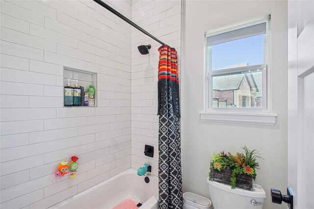3154 Red Ridge Dr, Blanchard, OK 73010 - bathroom with toilet and shower / bath combination with curtain