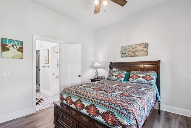 3154 Red Ridge Dr, Blanchard, OK 73010 - bedroom featuring wood finished floors, baseboards, and ceiling fan