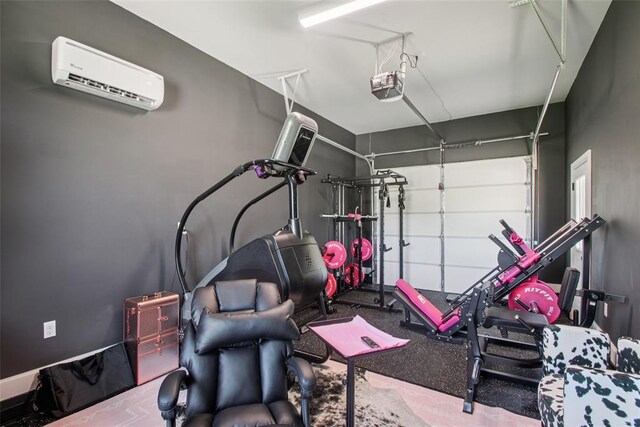3154 Red Ridge Dr, Blanchard, OK 73010 - exercise area with a wall unit AC and a garage