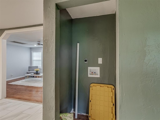 2417 SW 47th St, Oklahoma City, OK 73129 - laundry view of a ceiling fan and a textured wall